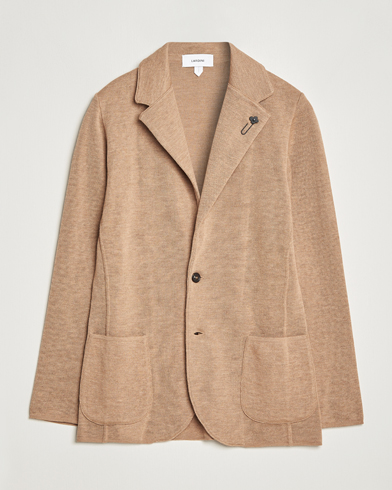 Herre | Strikkede blazere | Lardini | Knitted Wool Blazer Beige