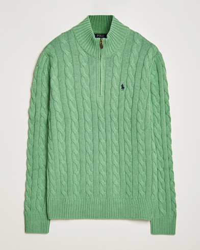 Herre | World of Ralph Lauren | Polo Ralph Lauren | Cotton Cable Half Zip Sweater Field Green Heather