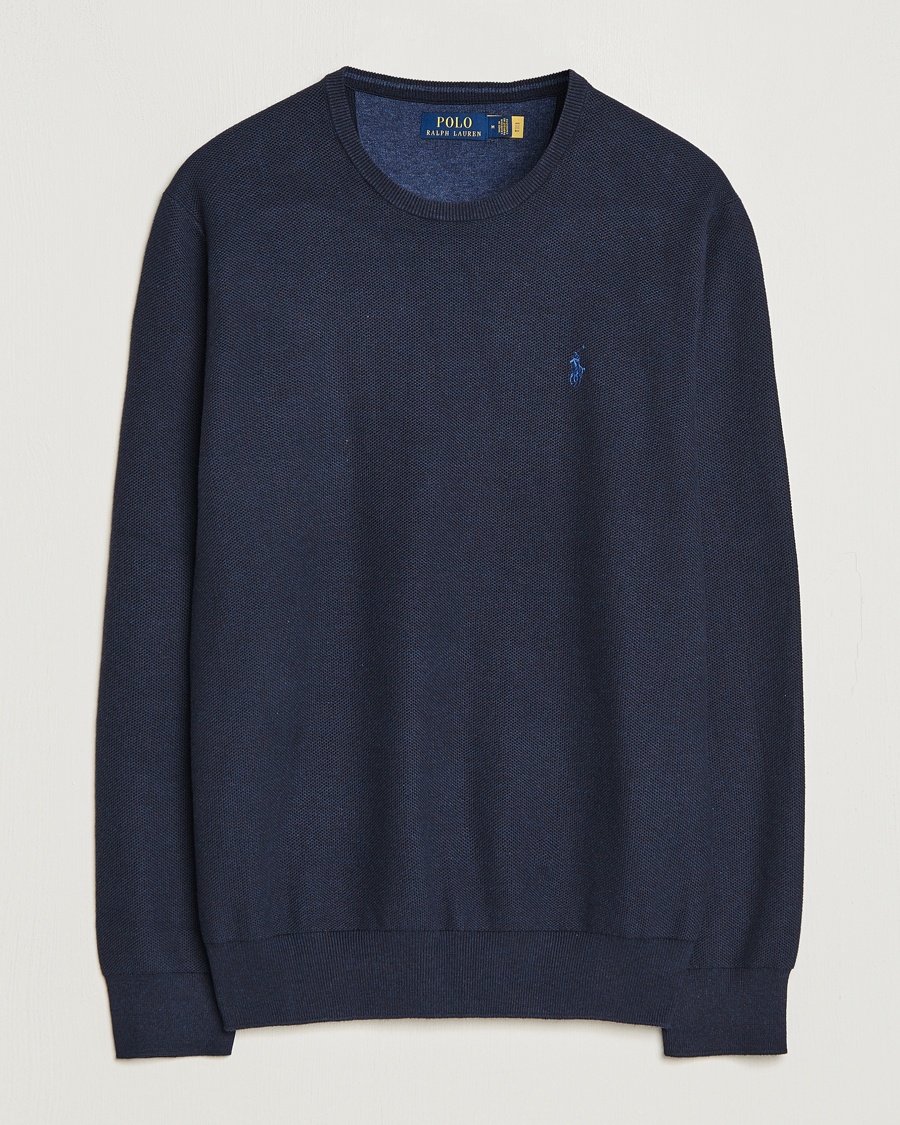 Herre | | Polo Ralph Lauren | Textured Cotton Crew Neck Sweater Navy Heather