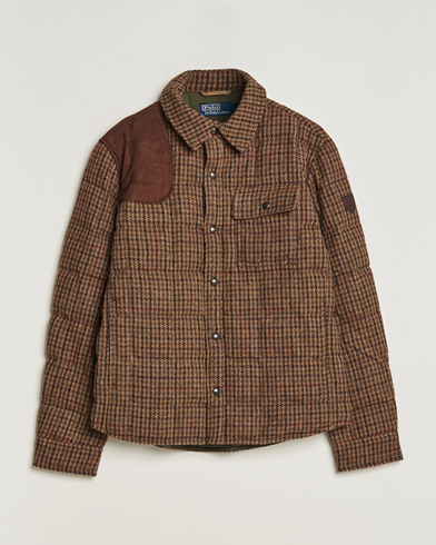 Herre |  | Polo Ralph Lauren | Wool Checked Down Shirt Jacket Brown/Burgundy