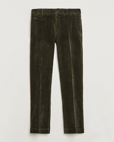 Herre | Bukser | Polo Ralph Lauren | Corduroy Pleated Trousers Oil Cloth Green