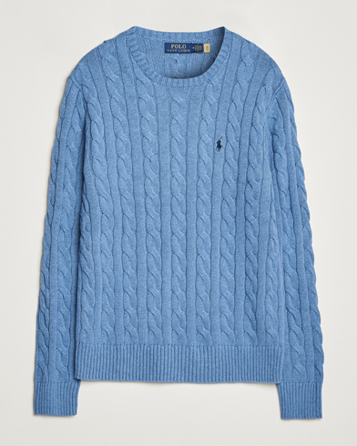 Herre | Strikkede gensere | Polo Ralph Lauren | Cotton Cable Pullover Sky Blue Heather
