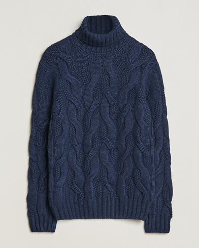 Herre | Pologensere | Gran Sasso | Wool/Cashmere Heavy Knitted Structured Polo Navy