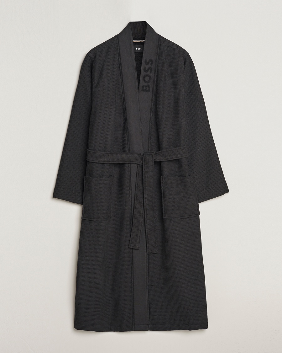 BOSS BLACK Waffle Robe Black – Svart