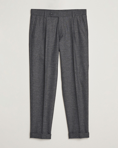 Herre | Dressbukser | BOSS BLACK | Perin Tech Flannel Pleated Trousers Dark Grey