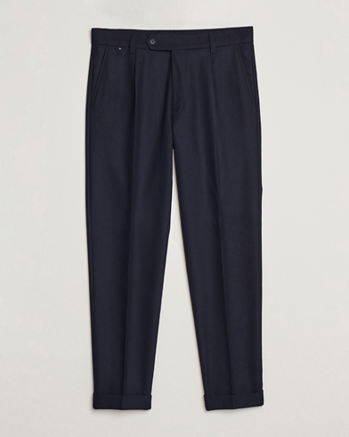 Herre | BOSS BLACK | BOSS BLACK | Perin Tech Flannel Pleated Trousers Dark Blue
