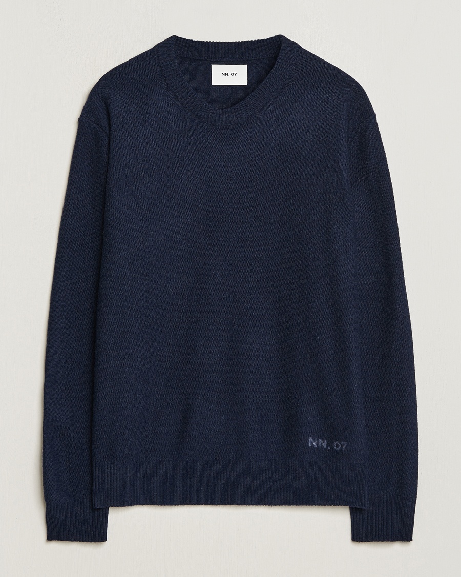 Herre | Salg | NN07 | Nigel Lambswool Knitted Crew Neck Navy Blue