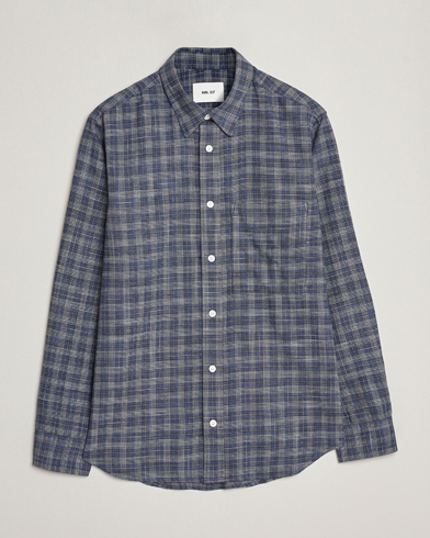 Herre |  | NN07 | Cohen Brushed Flannel Checked Shirt Navy Blue