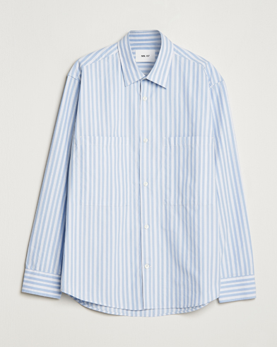 Herre |  | NN07 | Freddie Poplin Striped Shirt Blue/White