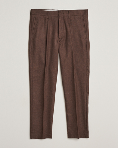 Herre | NN07 | NN07 | Bill Brushed Flannel Pleated Trousers Demitasse Brown