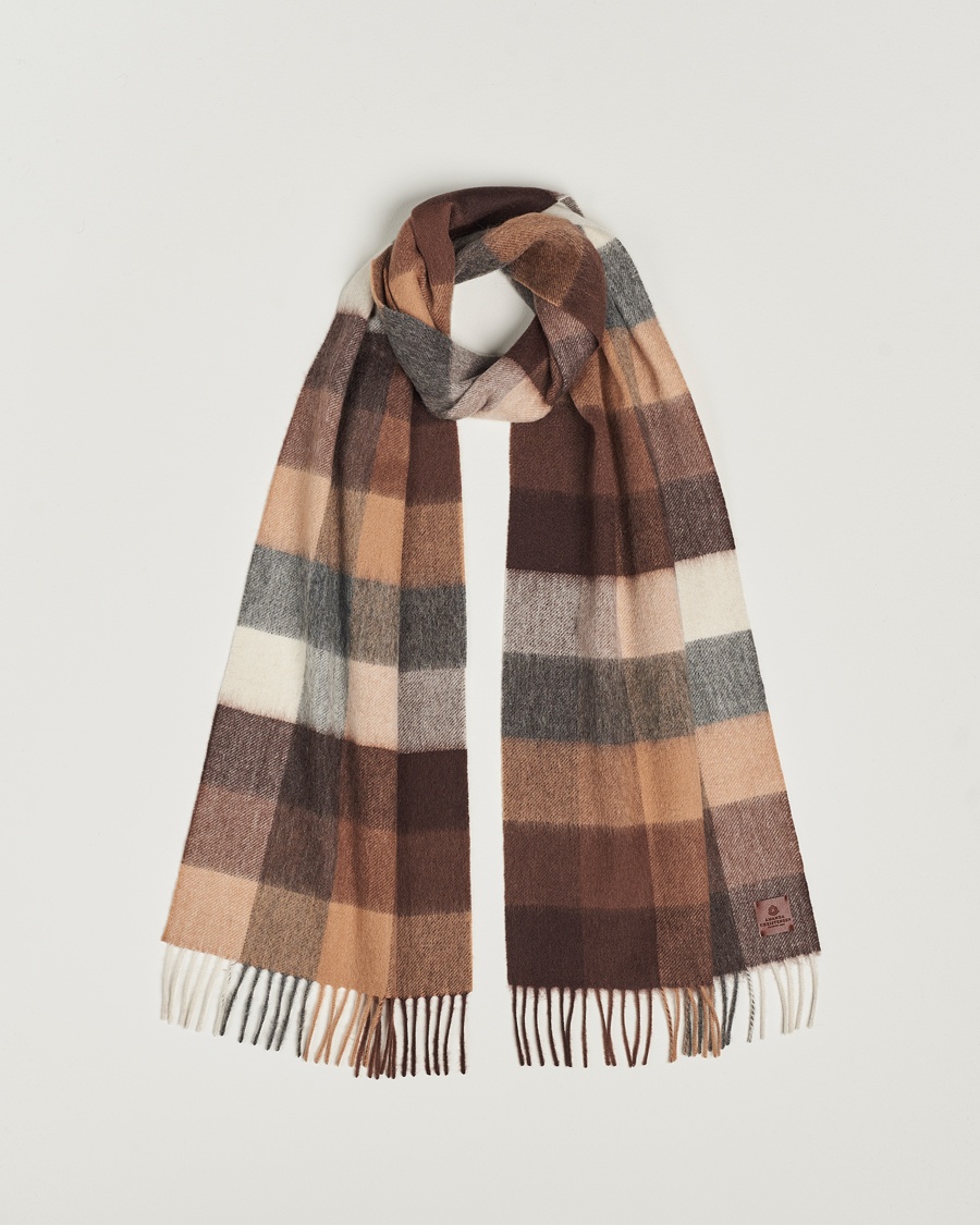 Herre | | Amanda Christensen | Merino Wool Block Check Scarf Brown Multi