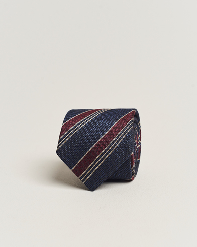 Herre |  | Amanda Christensen | Cotton/Wool/Silk 8cm Regimental Stripe Tie Navy/Red