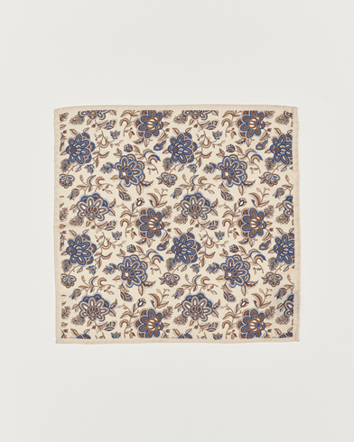 Herre | Lommetørklær | Amanda Christensen | Wool Flannel Large Flower Pocket Square Creme