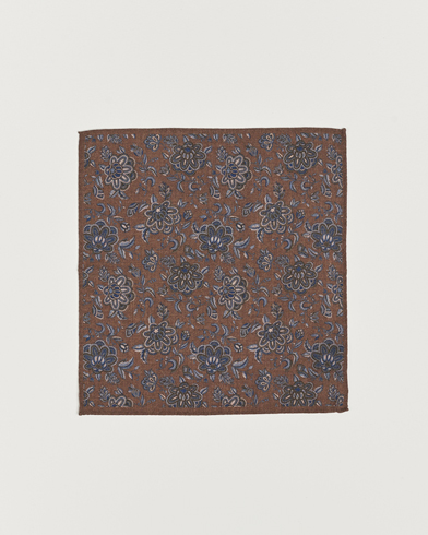Herre | Lommetørklær | Amanda Christensen | Wool Flannel Large Flower Pocket Square Brown