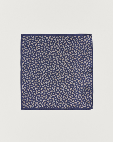 Herre | Lommetørklær | Amanda Christensen | Silk Oxford Printed Paisley Pocket Square Navy