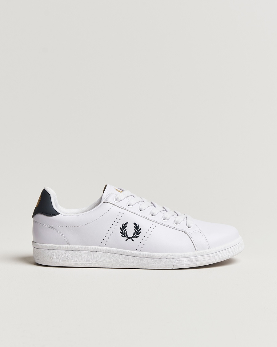 Fred Perry B721 Leather Sneakers White/Navy – Hvit