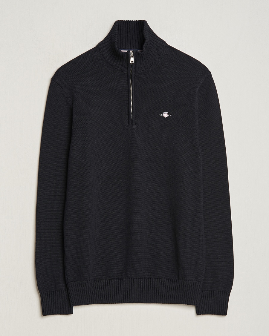 Gant Cotton Half Zip Black – Svart