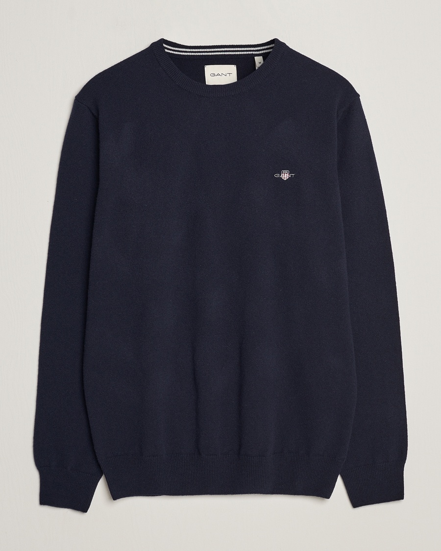 Herre | | GANT | Lambswool Crew Neck Pullover Marine