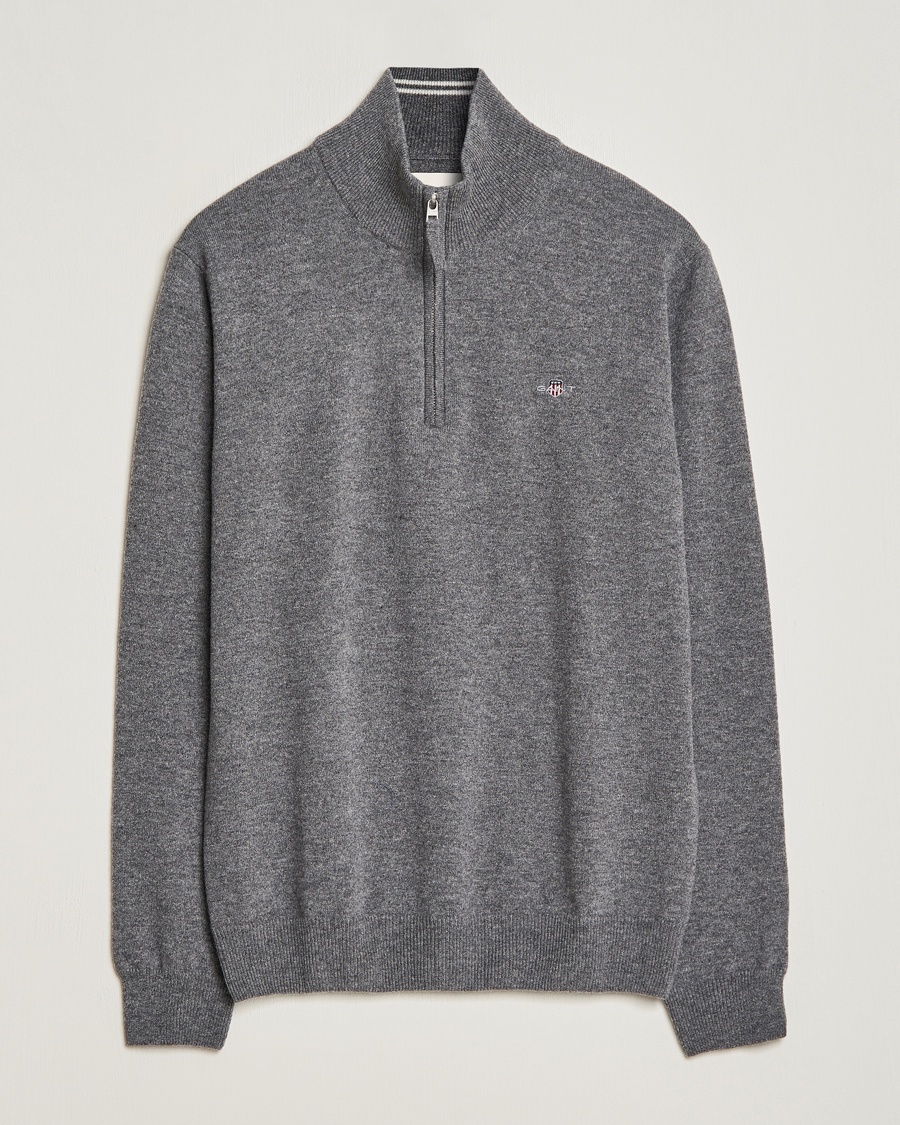 Herre | GANT | GANT | Lambswool Half Zip Charcoal Melange
