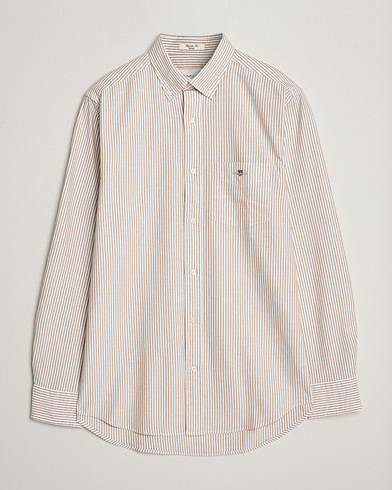 Herre |  | GANT | Regular Fit Striped Oxford Shirt Woody Brown