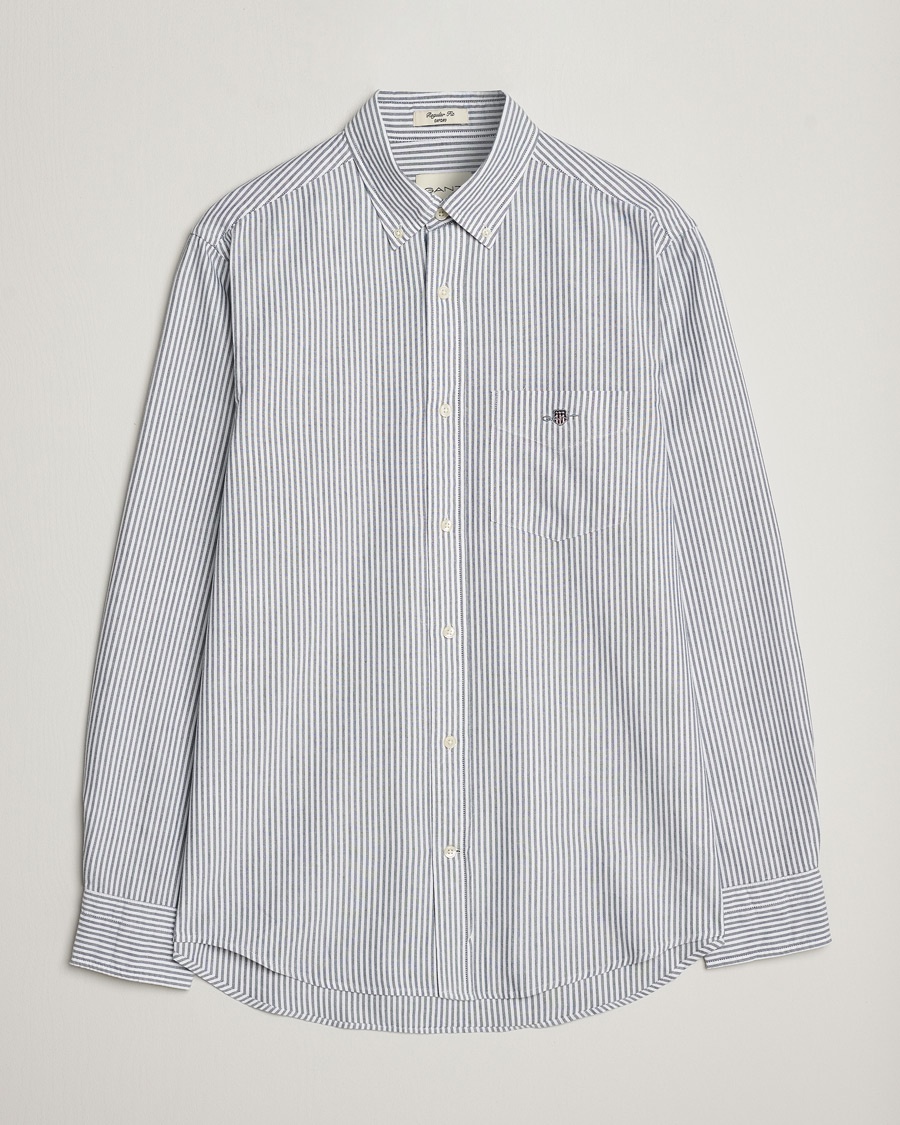 Gant Regular Fit Striped Oxford Shirt Persien Blue – Hvit