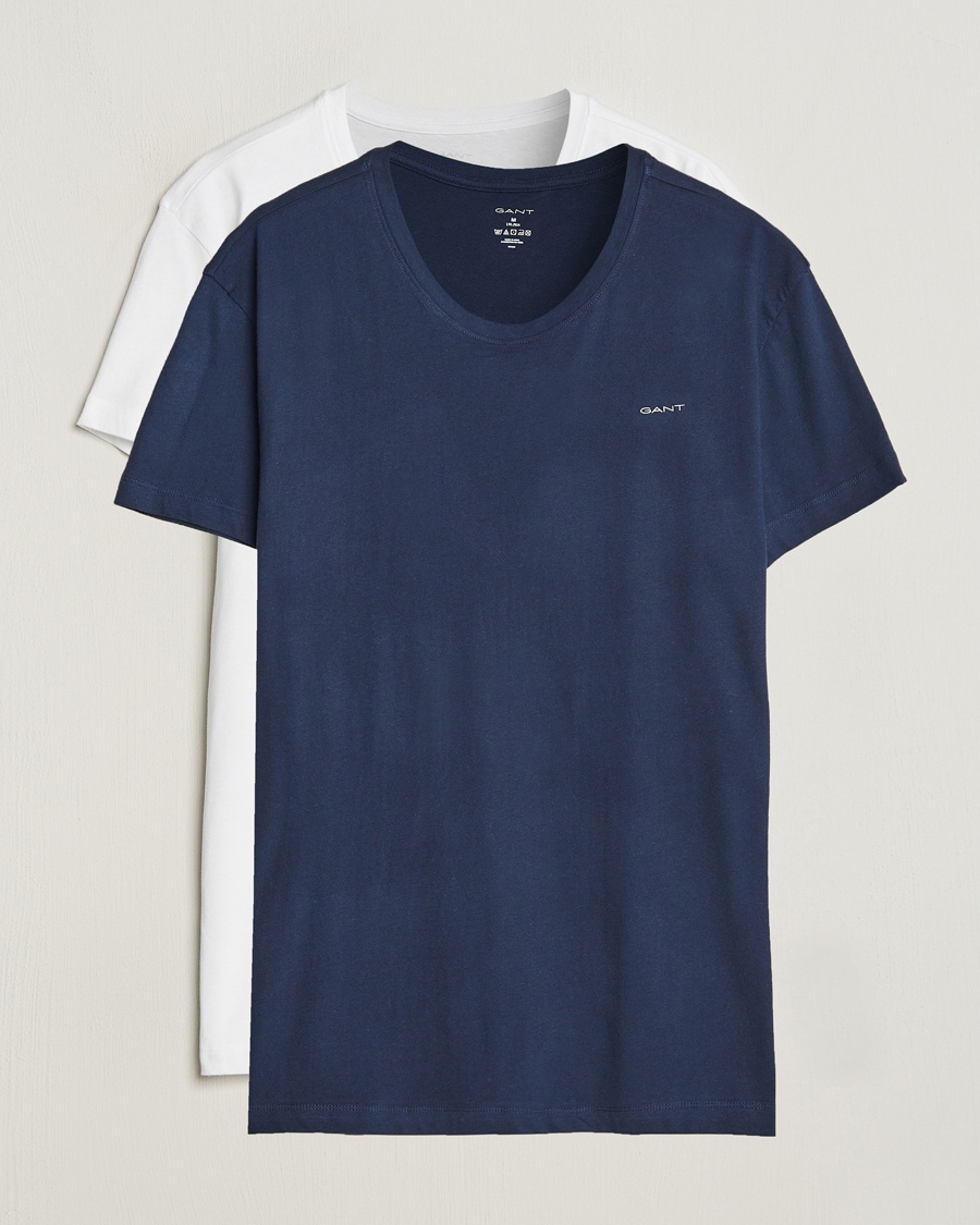Herre | Flerpakning | GANT | 2-Pack Crew Neck T-Shirt Navy/White