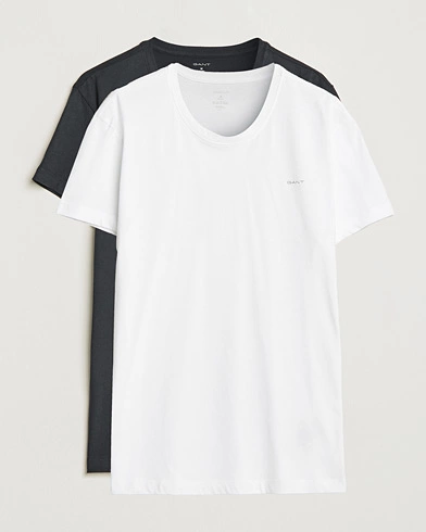 Herre | GANT | GANT | 2-Pack Crew Neck T-Shirt Black/White