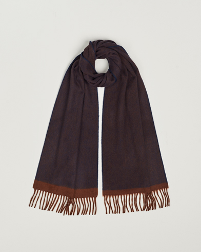 Herre |  | Begg & Co | Solid Board Wool/Cashmere Scarf Navy Chocolate