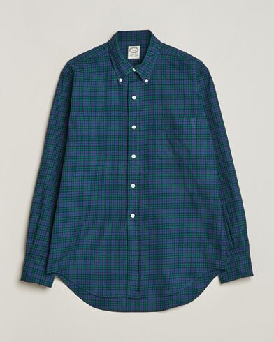 Herre | Nye produktbilder | Kamakura Shirts | Vintage Ivy Blackwatch Flannel Shirt Navy/Green