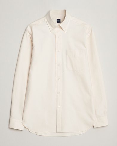 Herre | Skjorter | Beams F | Cotton Flannel Button Down Shirt Off White