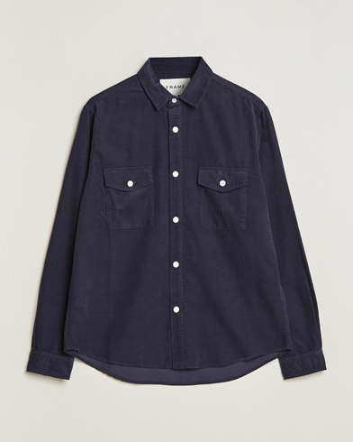 Herre | Cordfløyelskjorter | FRAME | Douple Pocket Micro Cord Shirt Midnight Blue