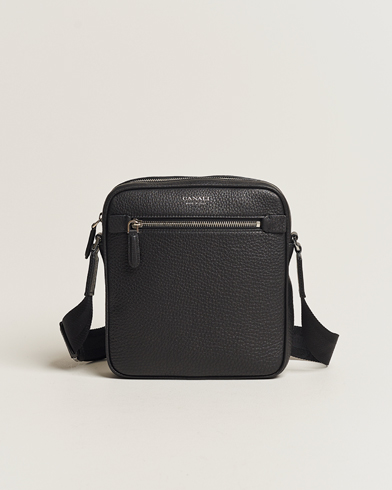 Herre |  | Canali | Grain Leather Shoulder Bag Black