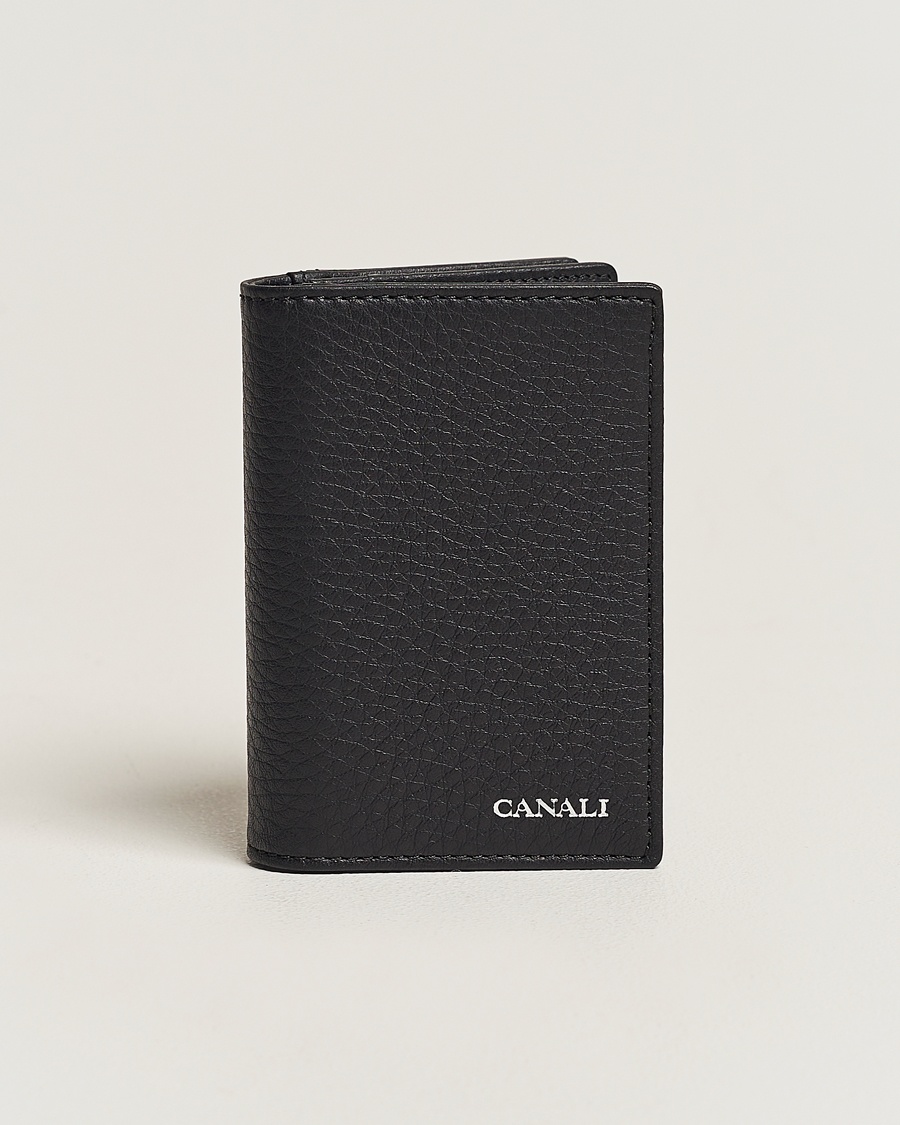 Canali Grain Leather Billfold Black – Svart