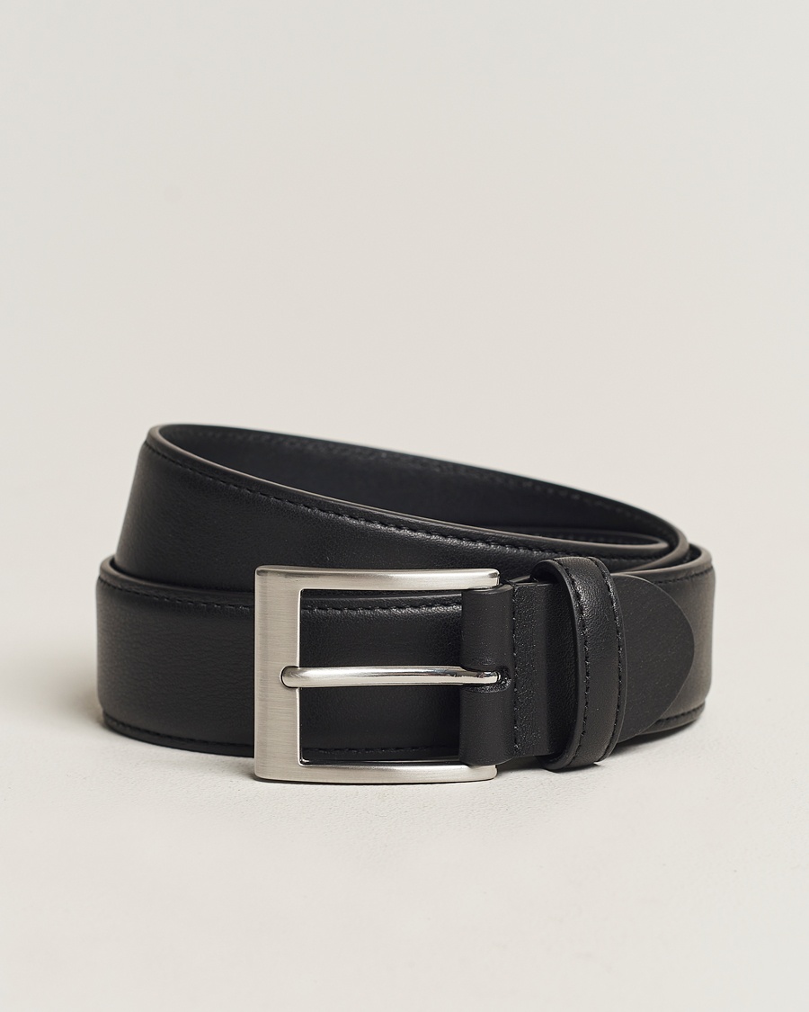 Canali Classic Leather Belt Black Calf – Svart