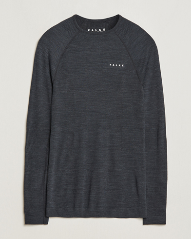 Herre |  | Falke Sport | Falke Long Sleeve Wool Tech Shirt Black