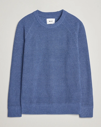 Herre | Strikkede gensere | NN07 | Jacobo Cotton Crewneck Sweater Gray Blue