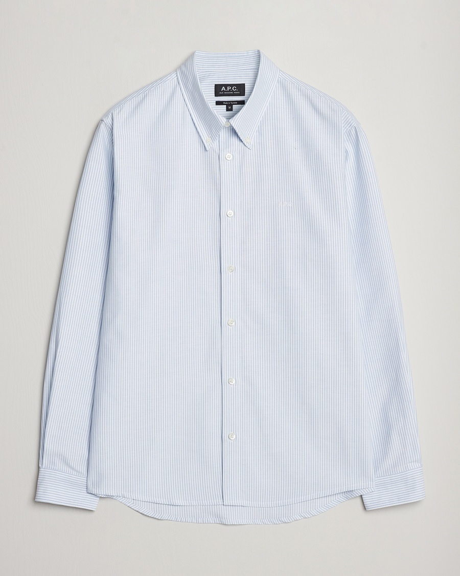 A.P.C. Greg Striped Oxford Shirt Blue/White – Blå