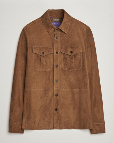 Herre | Jakker | Ralph Lauren Purple Label | Suede Shirt Jacket Dark Brown