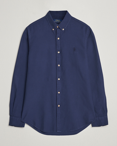 Herre | Polo Ralph Lauren | Polo Ralph Lauren | Slim Fit Cotton Textured Shirt Dark Indigo