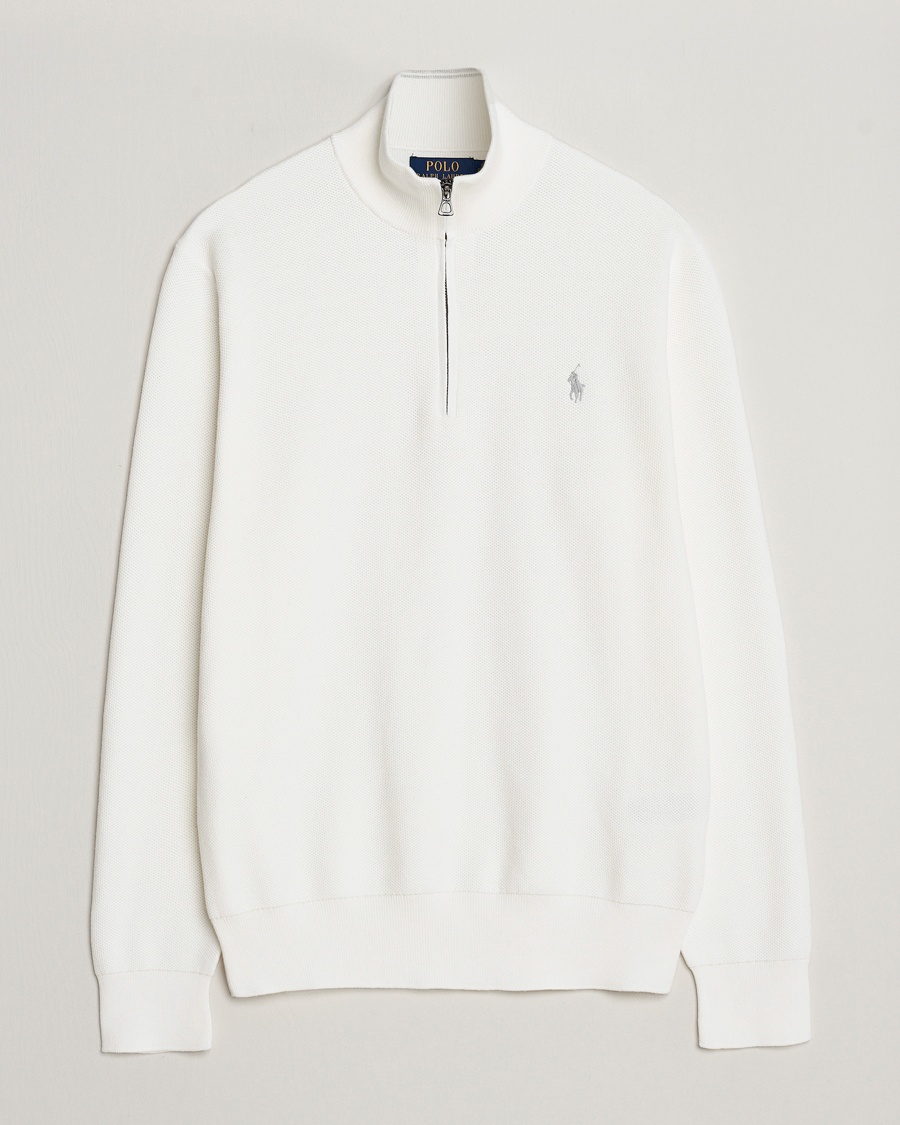 Polo Ralph Lauren Textured Half Zip Deckwash White – Hvit