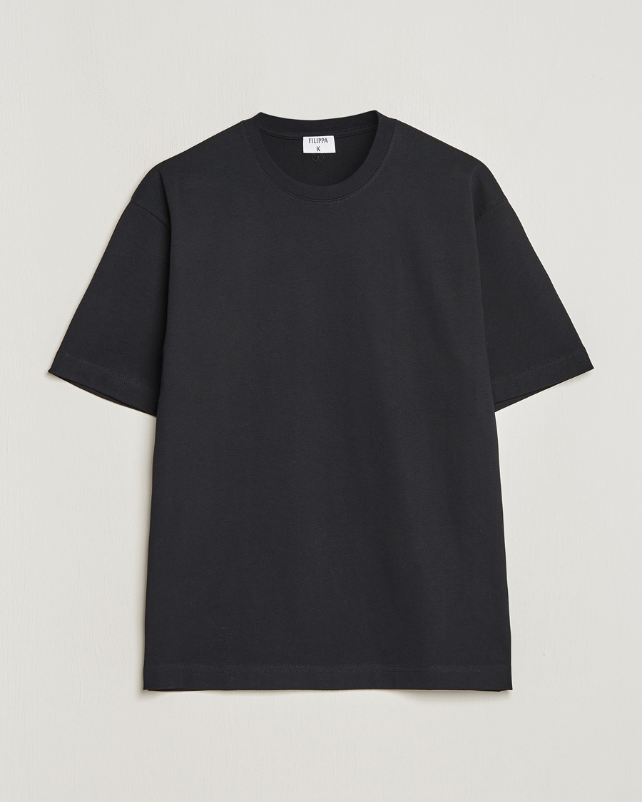 Herre | Svarte t-skjorter | Filippa K | Heavy Cotton Crew Neck T-Shirt Black