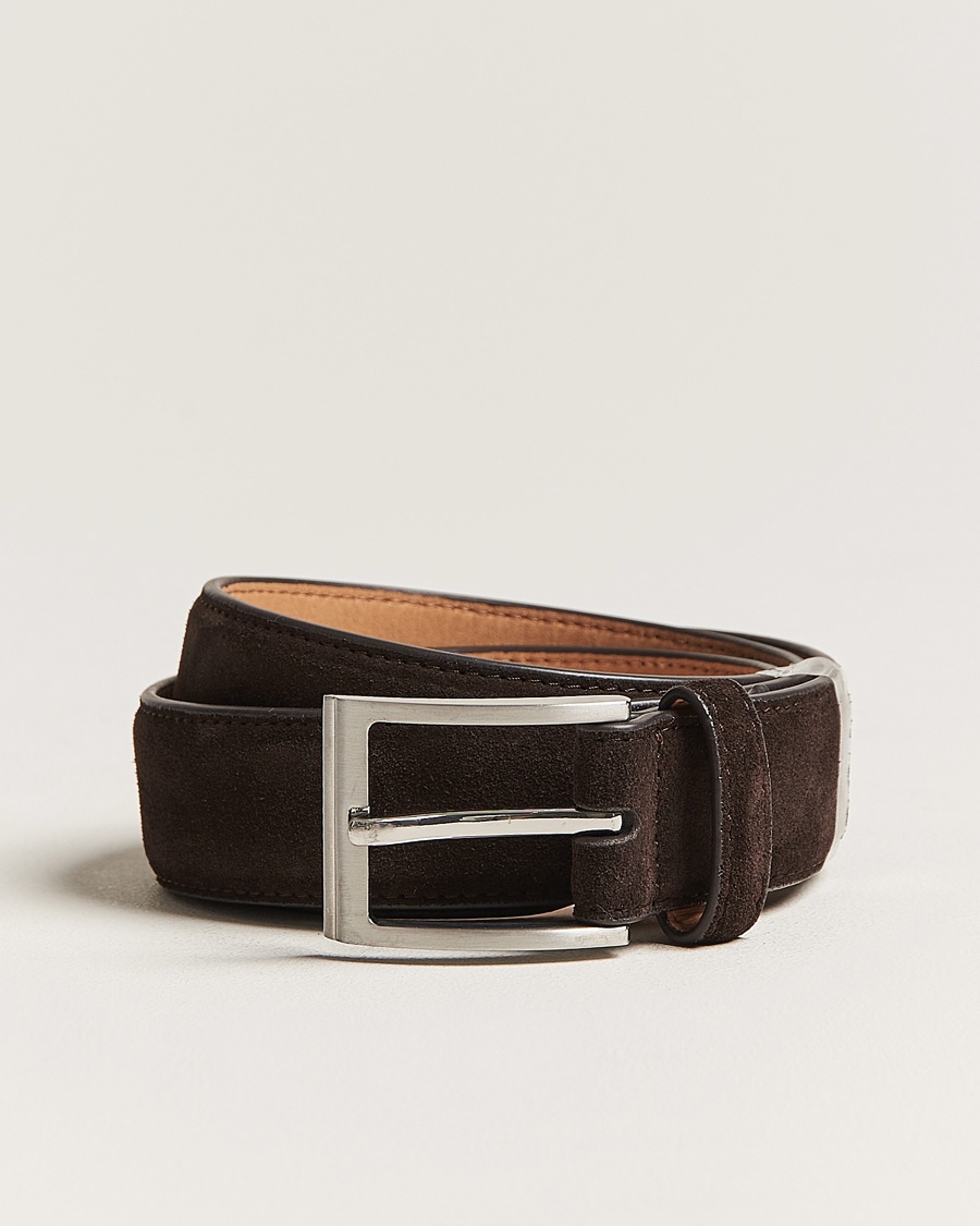 Loake Shoemakers William Suede Belt Dark Brown – Brun