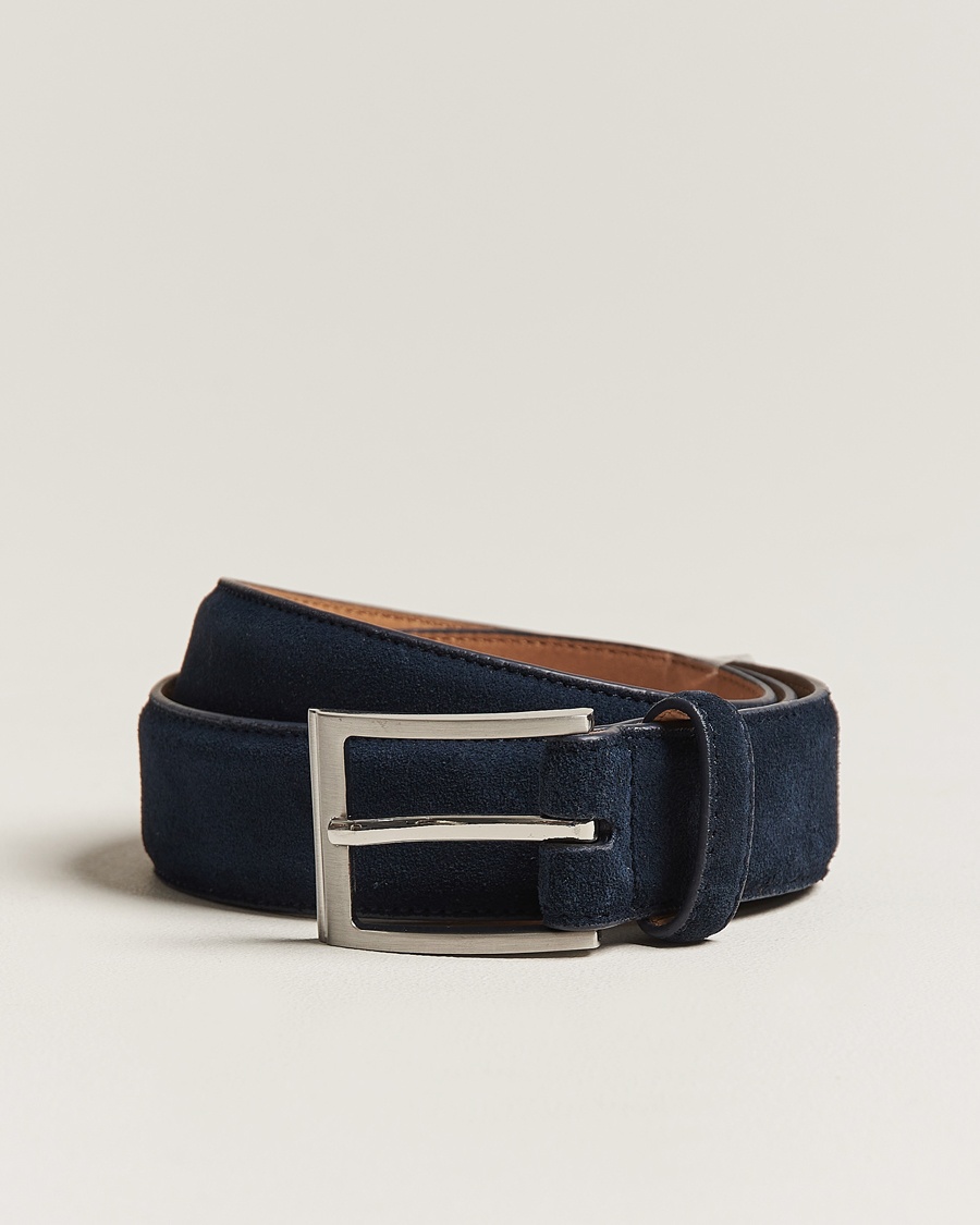 Loake Shoemakers William Suede Belt Navy – Blå
