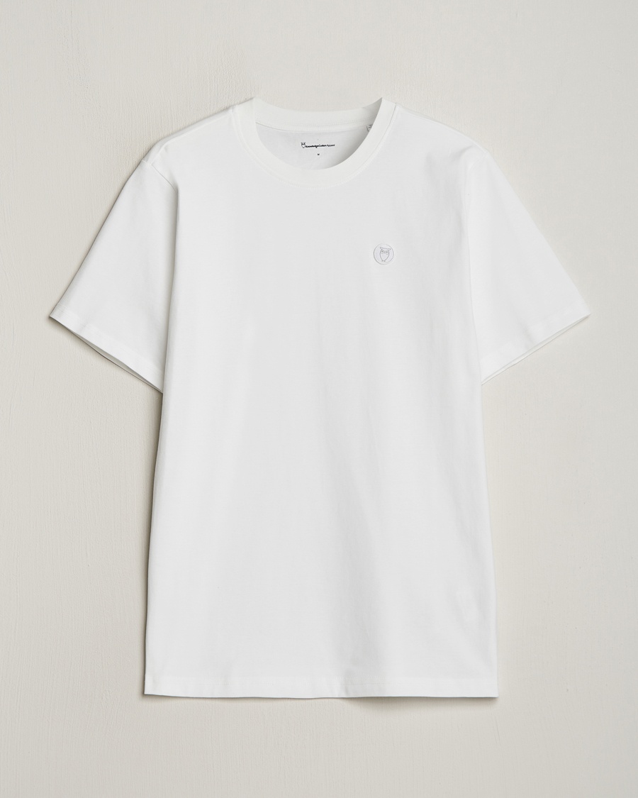KnowledgeCotton Apparel Loke Badge T-Shirt Bright White – Hvit