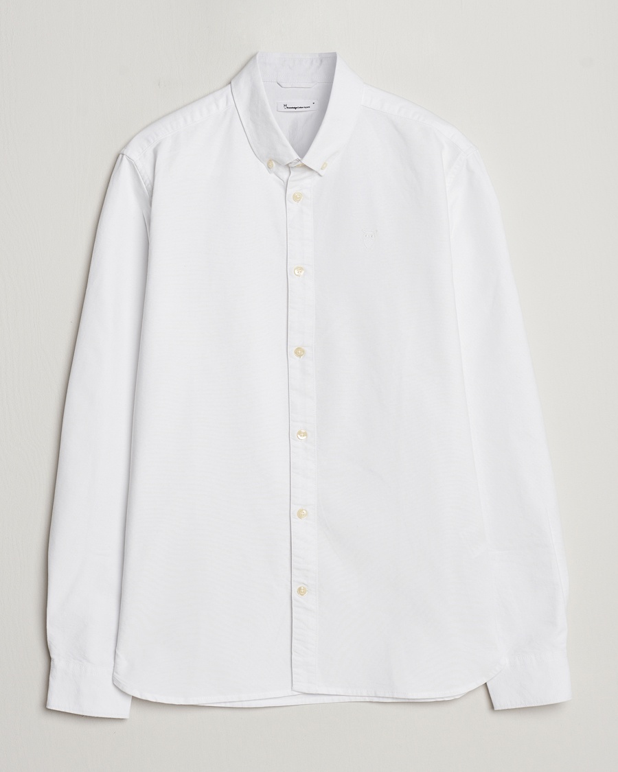Herre | Oxfordskjorter | KnowledgeCotton Apparel | Harald Small Owl Regular Oxford Shirt Bright White