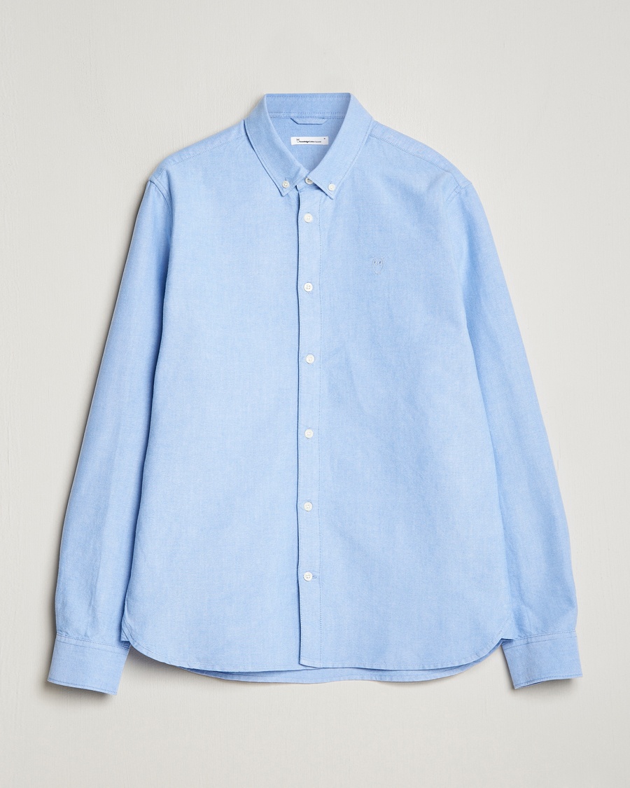 Herre | | KnowledgeCotton Apparel | Harald Small Owl Regular Oxford Shirt Lapis Blue