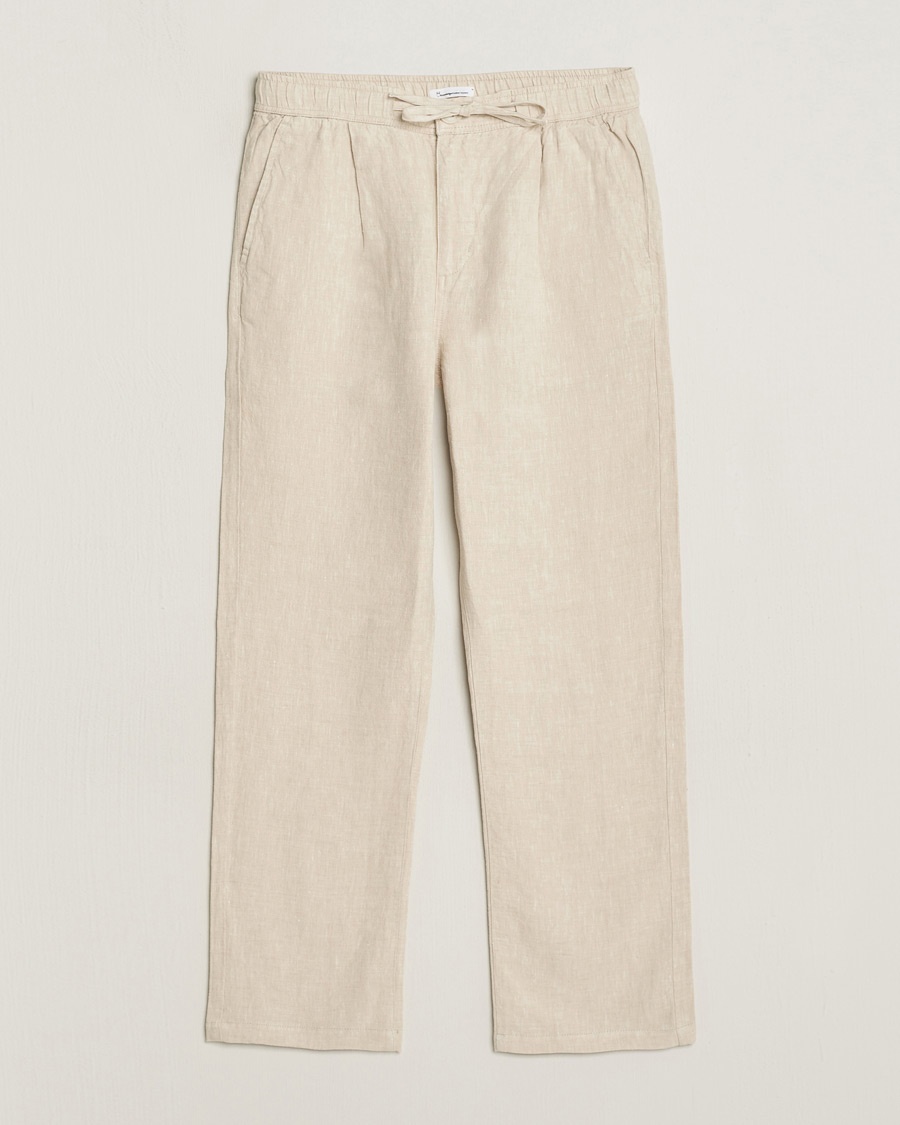 Herre | | KnowledgeCotton Apparel | Loose Linen Pants Light Feather Grey
