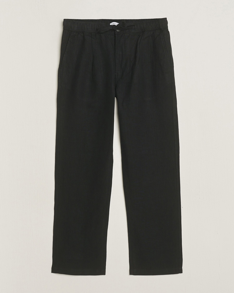 KnowledgeCotton Apparel Loose Linen Pants Black – Svart