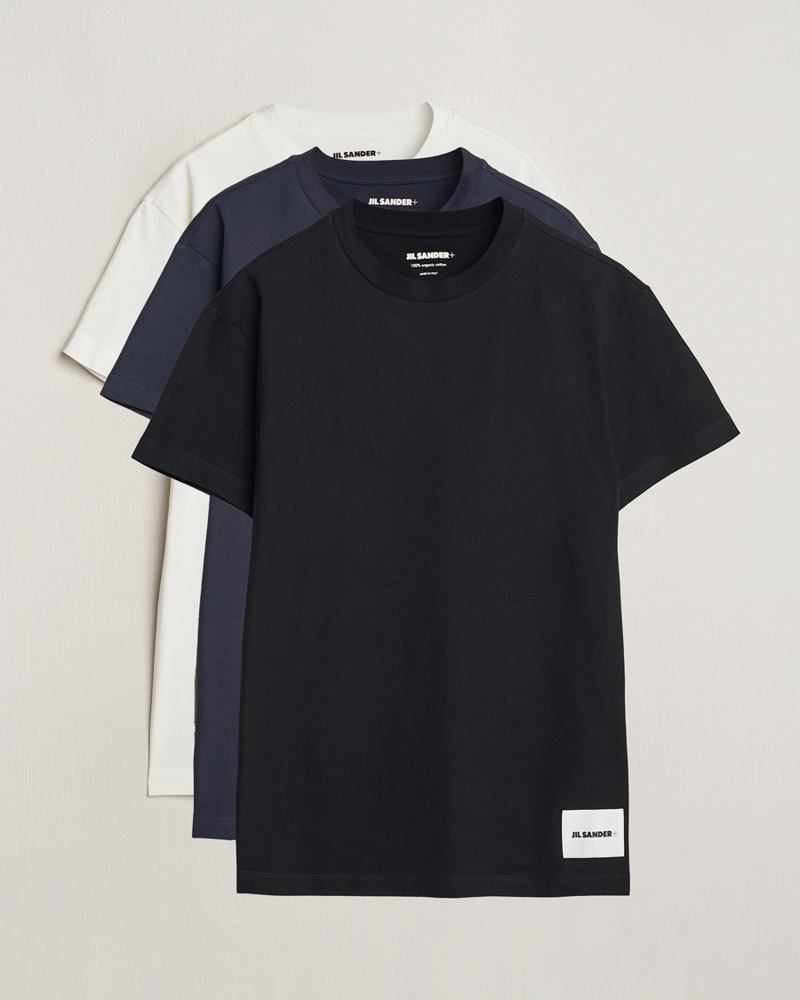 Jil Sander 3-Pack Short Sleeve T-Shirts White/Navy/Black – Blå
