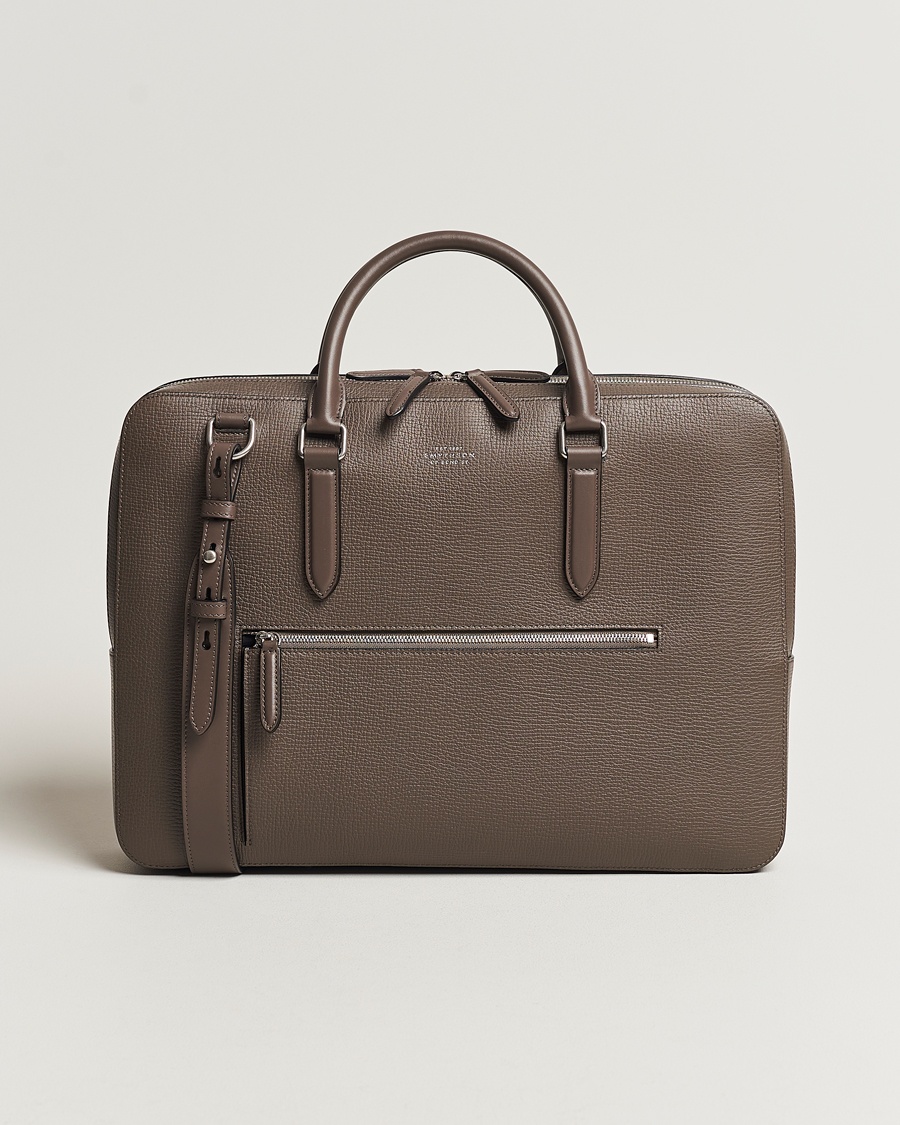 Herre | Dokumentvesker | Smythson | Ludlow Large Briefcase with Zip Front Dark Taupe